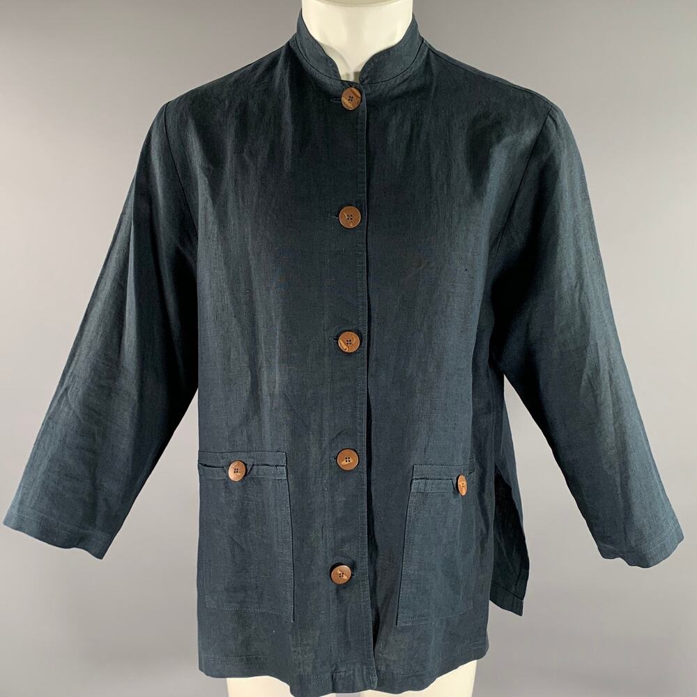 DAVID DART Size M Navy Heather Nehru Collar Shirt Jacket
